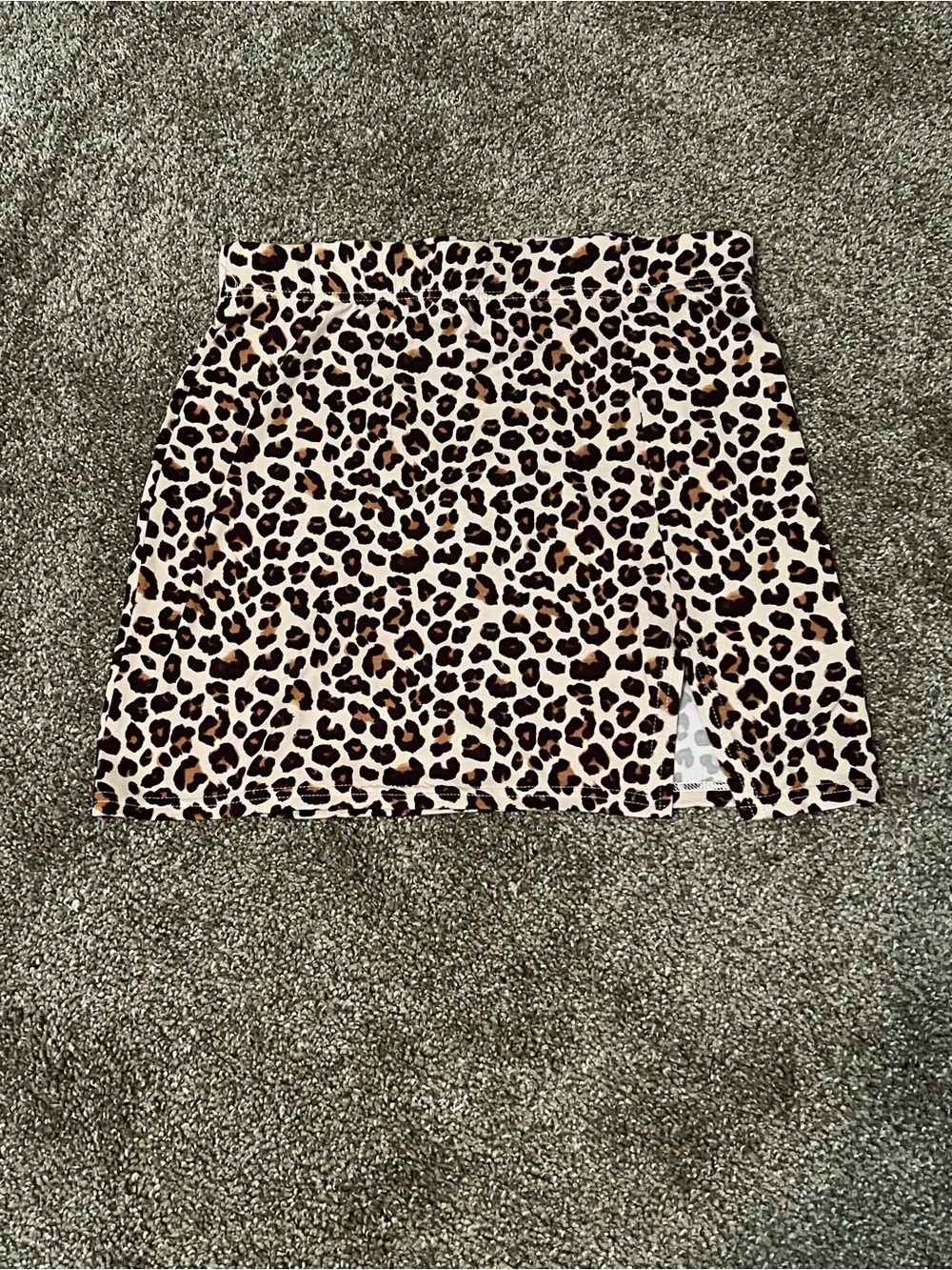 Leopard Print Mini Skirt - Brown/Cream